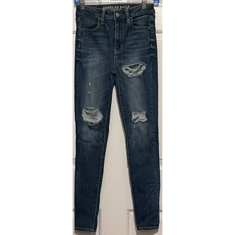 American Eagle Outfitters Super Super Stretch X Super Hi-Rise Jegging Size 0‎